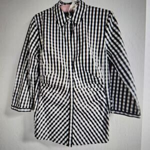 Worth Designer Women's Cotton Made in USA Gingham 3/4 sleeve Black/White Size 14